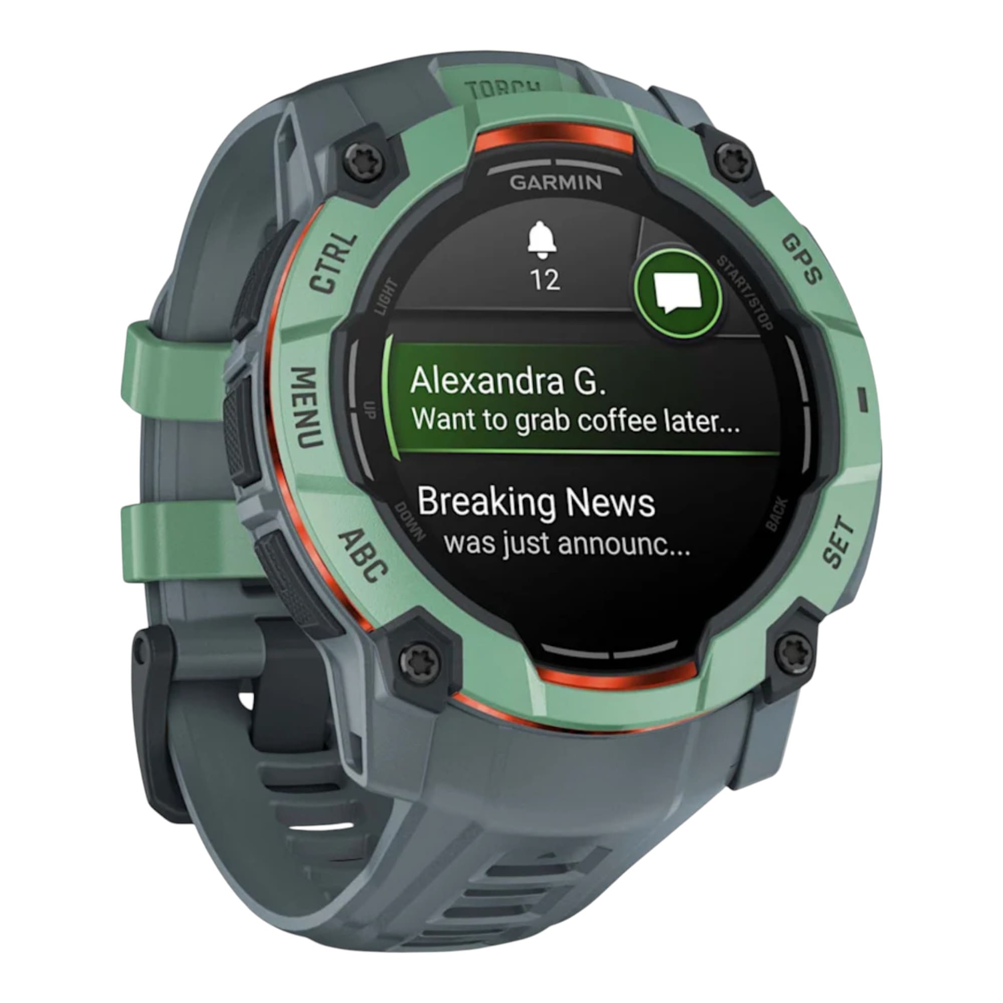 GARMIN - Instinct® 3 – 50 mm - AMOLED  Vert d'eau avec bracelet bleu crépuscule - 010-03020-01